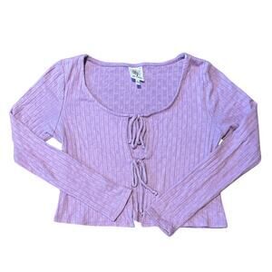 Women's Self Esteem LS Cropped Top, Blouse, Lavender, Size Lg. EUC